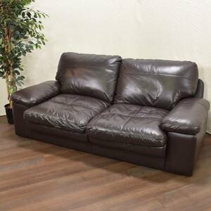 nitoli/nitori 3 seater . sofa N STATE/N stay tsu width approximately 2m original leather + synthetic leather dark brown series 3P/2P sofa [ sendai pickup welcome ]yt1017ji51119-08