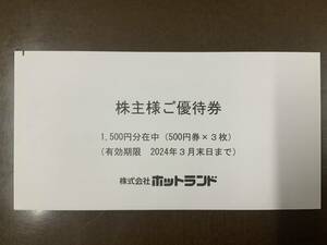 ホットランド　銀だこ　株主優待券1500円分　送料無料