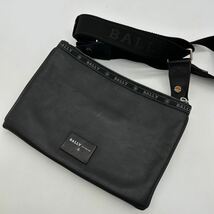 1円〜【極美品】バリー Bally Holm ショルダーバッグ サコッシュ HARVEY ストライプ レザー 革 ブラック 黒 メンズ 斜め掛け クロスボディ_画像3