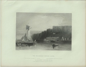 1840年 Bartlett アメリカの風景 鋼版画 パリセーズ ハドソン川 The Palisades, Hudson River