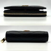 1516 美品 箱付き●SAINT LAURENT サンローラン 二つ折り財布 コンパクトウォレット キャビアスキン ゴールド金具 カサンドラ ロゴ YSL 黒_画像4