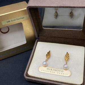 ◆【MIKIMOTO】ミキモト　パール　イヤリング　18K　YG　JAPAN AIR LINES