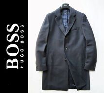 ◆本物◆BOSS ヒューゴボス◆上質ウールチェスターコート ネイビー50 新品_画像1