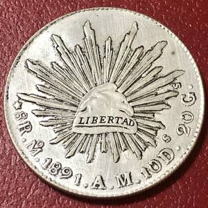 銀貨 1891年　8レアル　メキシコ 1円銀貨　貿易銀　古銭　硬貨　コイン　