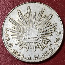 銀貨 1891年　8レアル　メキシコ 1円銀貨　貿易銀　古銭　硬貨　コイン　_画像1