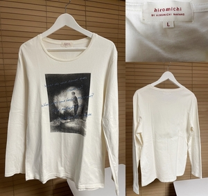 【激安1点のみ 国内正規品】hiromichi BY HIROMICHI NAKANO ヒロミチナカノ コットン100% プリント 長袖 Tシャツ ロンT L アイボリー系