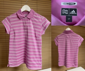 【激安1点のみ 国内正規品】adidas GOLF アディダス ゴルフ テーラーメイド CLIMA COOL ストレッチ 半袖 ボーダー ポロシャツ S ロゴ刺繍