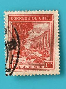  Chile stamp * rice field .. scenery (.... cow ) 1939 year 