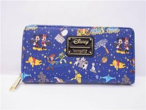 ◎ディズニー◎Disney Store Japan 30TH　アニバーサリー　ディズニーキャラクター　ウォレット　長財布　ブルー◎USED比較的綺麗