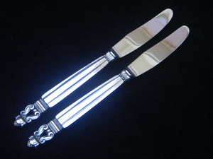 Nordic　Denmark　GEORG JENSEN　Acorn　STERLING SILVER　Luncheon knife　longhandle　2pcs　ランチョンナイフ ジョージジェンセン　純銀