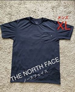 メンズXL 紺　ノースフェイス　 THE NORTH FACE半袖Tシャツ　丸首＋胸ポケット　ワンポイント　ゴールドウィン　ネイビー