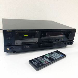 【E-2】 Victor TD-V721 カセットテープデッキ ビクター 現状品 テープ動作不安定 再生・録音一応可能 RS-EM77 リモコン使用不可 1109-18