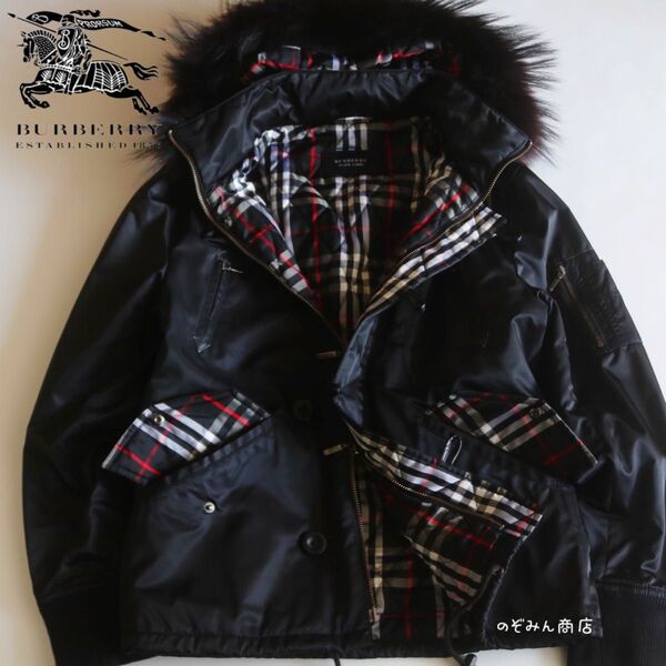 【BURBERRY BLACK LABEL】美品 中綿ナイロンジャケット 黒★
