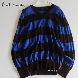 【PAUL SMITH】ポルトガル製ニット　ボーダー　高品質ウール 黒×青　M★