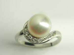 ◆田崎真珠　TASAKI　タサキ　極上良質天然アコヤ本真珠リング　指輪　ダイヤ