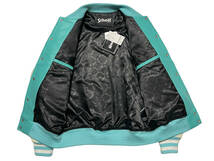 未使用品 Lサイズ Schott N.Y.C. ショット FULL LEATHER STADIUM JACKET フルレザー スタジアムジャケット スタジャン 3121032 ターコイズ_画像4