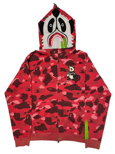 Mサイズ NFS限定 A BATHING APE panda full zip hoodie pharrell Red camo アベイシングエイプ パンダ シャークパーカー 赤迷彩