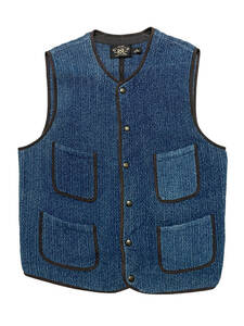 Mサイズ RRL DOUBLE RL ダブルアールエル INDIGO DYED SNAPFRONT VEST インディゴ スナップフロント ベスト ブラウンズビーチ ビーチクロス