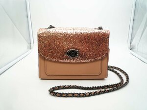 ★COACH コーチ ショルダーバッグ 38697 パーカー18 パーティー ミニバッグ ピンク レザー チェーン★/H