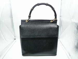 ■【難あり】 GUCCI グッチ ハンドバッグ バンブー ブラック系 001.1118.1886 レザー■/A