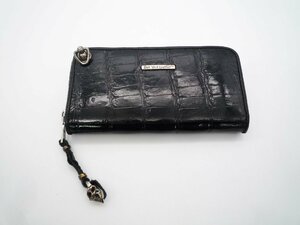 ★BILL WALL LEATHER BWL ビルウォール レザー 長財布 ラウンドファスナー シルバー 925 ドクロ ドロップハンドル付き★/H