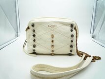 ★LANVIN ランバン チェーンショルダー バッグ 白 ポシェット レザー★/H_画像1