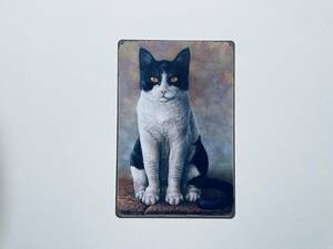 ブリキ看板 20×30㎝ ネコ ねこ ペット 動物 BLACK WHITE 黒 白 猫 レトロ LOVABLE アメリカンガレージ インテリア 新品 PRO-450