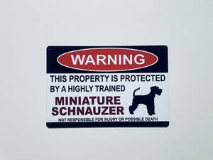 ブリキ看板 20×30㎝ 犬 いぬ DOG 警告 WARNING ミニチュア・シュナウザー THIS PROPERTY IS PROTECTED BY A HIGHLY TRAINED 新品 PRO-475