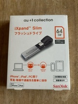 SanDisk　サンディスク　au ＋1 collection iXpand Slim フラッシュドライブ　64GB　2016年2月第1版　新品未使用_画像1