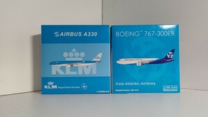 1/400 Phoenix ASIA ATLANTIC AIRLINES BOEING 767-300ER 1/400 KLM ROYAL DUTCH AIRLINES AIRBUS A330-200 旅客機 2個セット　