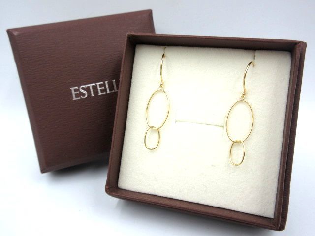 ■Bon état Boucles d'oreilles ESTELLE K18 YG Or Jaune Or Simple Poids env. 0, 57 g Taille env. 3, 1 cm Dames Pour les femmes, Fait main, Accessoires (pour femmes), des boucles d'oreilles, des boucles d'oreilles