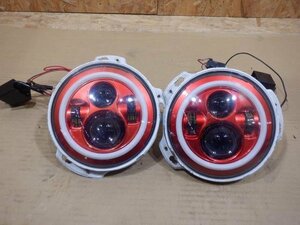 【山形 酒田発】中古 ジムニー V-JA11V ヘッドライト左右 Akmties 7インチ LED 取り付け配線付き テスト済