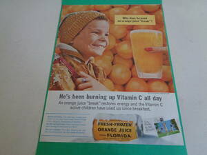即決　フロリダ　オレンジ　ジュース　ビタミンＣ　１９６０ｓ　レトロ　パッケージ　コラージュ　スクラップブッキング　雑誌　切り抜き