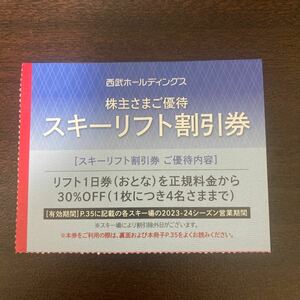 西武ホールディングス 株主優待 スキーリフト 割引券 1枚