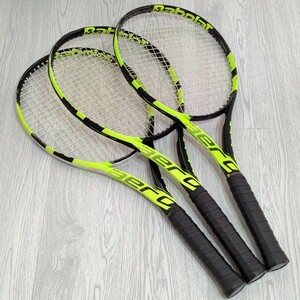 Babolat バボラ PURE AERO ピュアアエロ G2/G1 硬式 テニスラケット 3本セット 中古 送料無料 即決