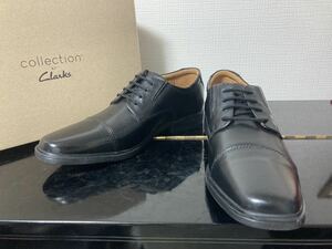 新品未使用Clarks(クラークス) ティルデンキャップ ビジネスシューズブラック黒25cm本革本皮革靴皮靴ビジネスカジュアルビジカジフォーマル