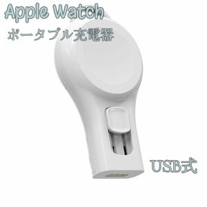 Apple Watch USB式 ワイヤレス充電器 キーホルダー式で持ち運びに便利 型号Series4～9/SE1～2