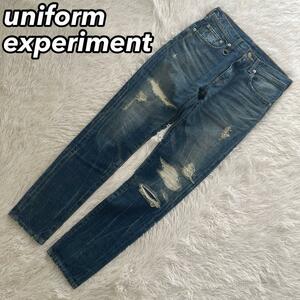 uniforme xperiment ユニフォームエクスペリメント SOPH ソフ デニムパンツ ジーンズ パン ダメージ 再構築 セルビッチ W28 S