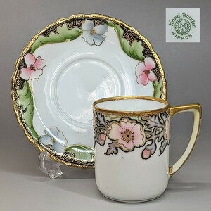  valuable . beautiful goods * Old Noritake gold . on jewel flower equipment ornament Mali a-ju cabinet cup & saucer 