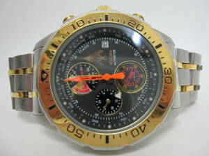 【YT-B35-40】ELGIN/エルジン ALTIMETER、アルティメーター FK-684-C 3針デイトQZ 黒文字盤 コンビ 稼働品