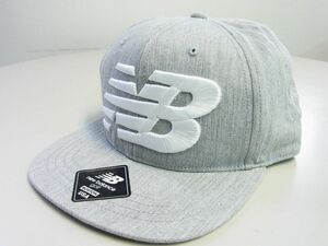 美品★New Balance ニューバランス★３D刺繍ロゴフラットブリムキャップ【012-9987001】グレー灰【本物保証】完売★入手困難★中古品