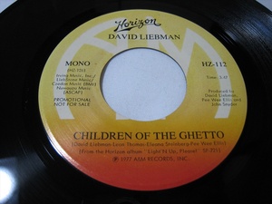 【7”】 DAVID LIEBMAN / ●プロモ MONO/STEREO● CHILDREN OF THE GHETTO US盤 デイヴ・リーブマン