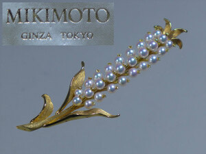 ミキモト/MIKIMOTO 本真珠 パール ブローチ　K18　ダイヤモンド0.57ｃｔ　本物保証品