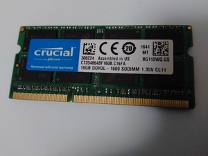≪管▼≫ 16GB 1枚　PC3L-12800S　Crucial純正
