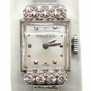 1円 ry TIFFANY & Co. ティファニー K14WG 8Pダイヤ レディース 手巻き 腕時計 16.0g【時計】【中古】