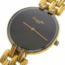1円 gg Christian Dior クリスチャン ディオール バギラ レディース クォーツ 腕時計 黒文字盤 154-3_画像3