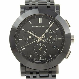1円 gg Burberry バーバリー クロノ メンズ クォーツ 腕時計 黒文字盤 BU1771
