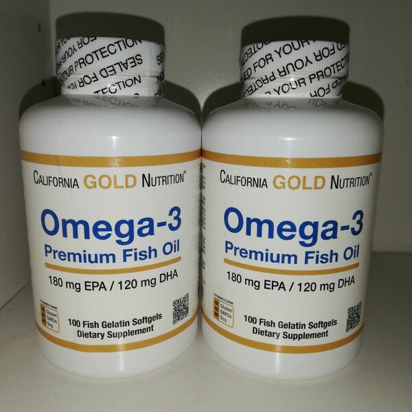【2個セット】オメガ3 プレミアムフィッシュオイル DHA EPA 100粒 California Gold Nutrition
