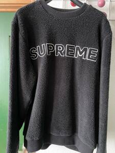 シュプリーム　2017ss テリークルーネック　コットン　パイル　m ブラック　黒　supreme トレーナー