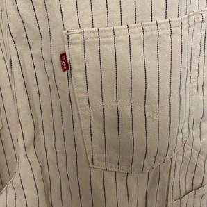 リーバイス メンズ オーバーオール Mサイズ 定価13200円 キナリ/ストライプ ヘリンボーン Levi's OVERALL ワークウェア 耐久性の画像9